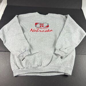 VTG Cadre Nebraska Cornhuskers Sweatshirt Fits Large Grey Embroidered Crewneck